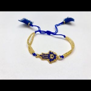 Blue Hand beaded bracelet colorful bracelet handmade - one Size